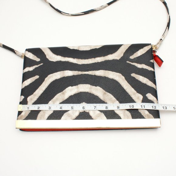 Aldo Womens Zebra Print Crossbody Shoulder Flat Wide Purse with Gold Accent - Picture 8 of 9